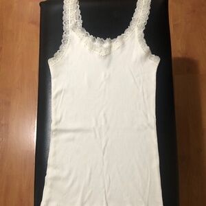 White tank with lace straps size Med NWOT